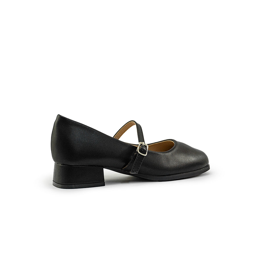 Mario D' boro Women's LZ 29023 C94 Black Mary Jane shoe with strap and buckle low block heel.