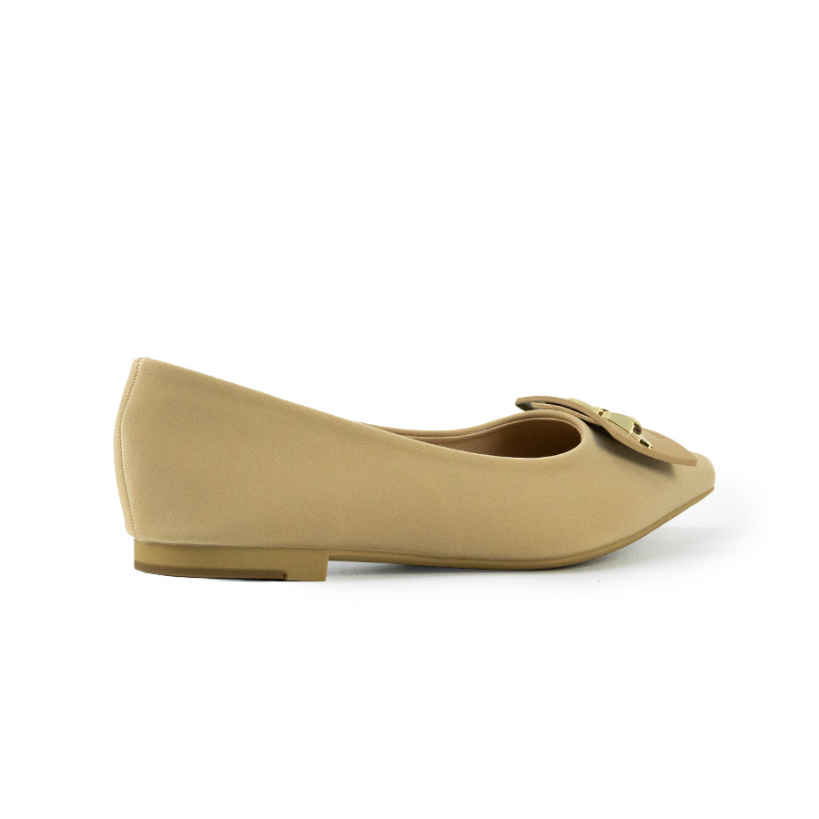 Mario D' boro LZ 29690 C102 Women's Light Beige / Taupe ballet flat shoe with bow detail and low heel.