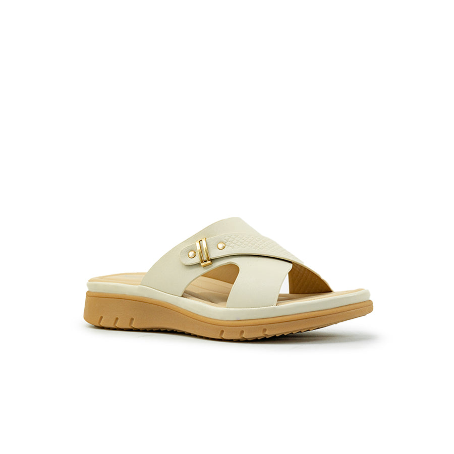 Mario D' boro Women's Flat Sandals LY 27772 - Dark Beige / Off White C89