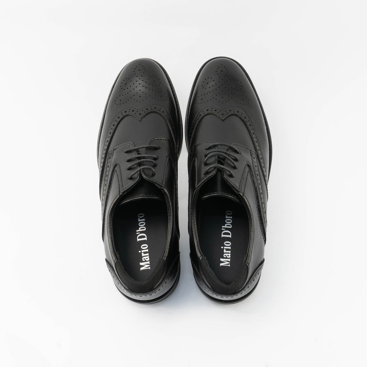 Mario D' boro Men's MZ 27416 C100 Black / Dark Brown formal dress shoe with brogue detailing and rubber sole.
