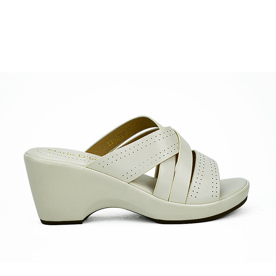 Mario D' Boro Women's Wedge Sandals Lv 22339 Black/Off-White