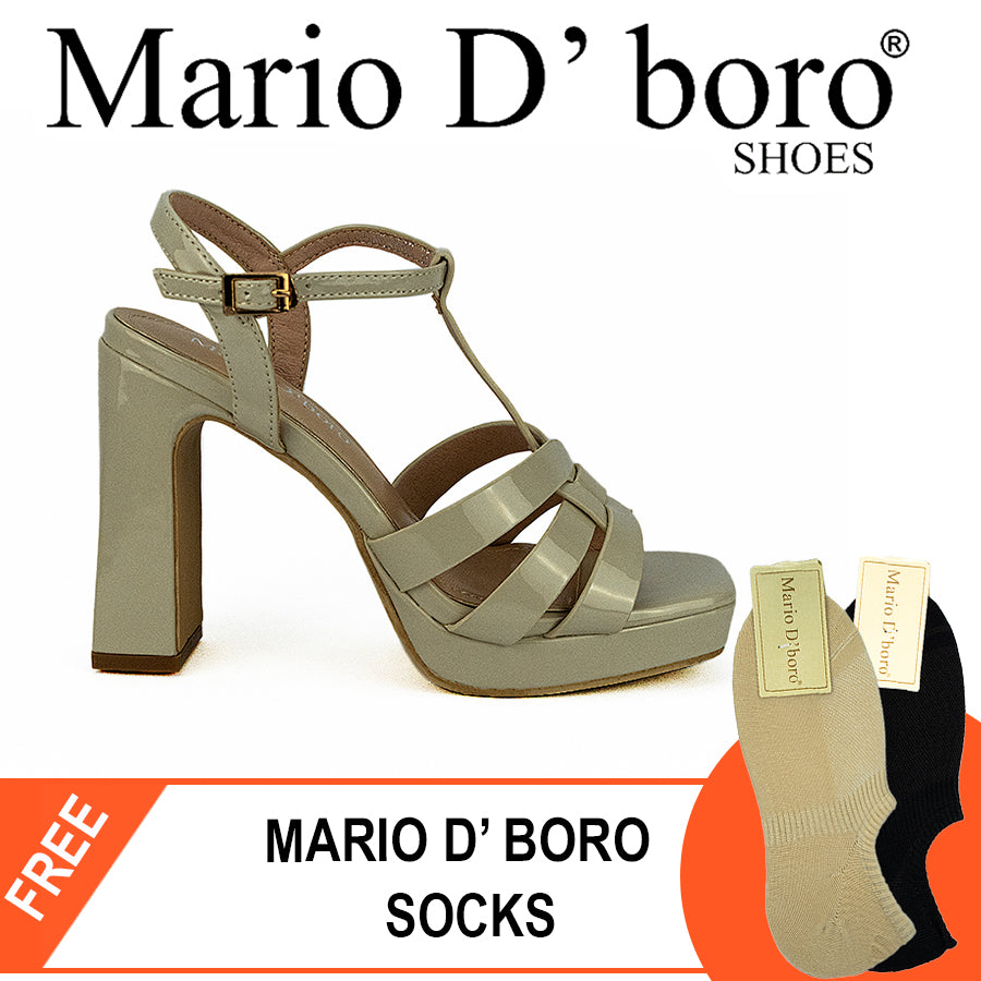 Mario D' Boro Women's Heeled Sandals Lw 24682 Bone/Dark Gray C31