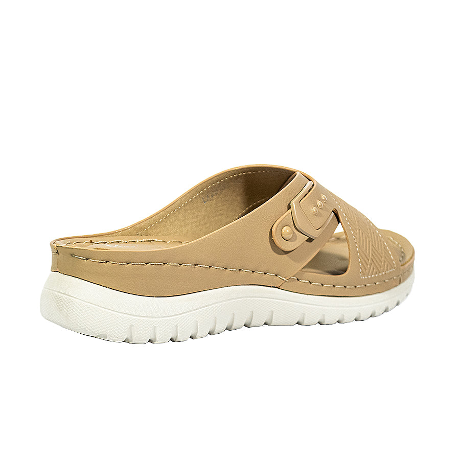 Mario D' Boro Women's Flat Sandals LY 28131 Beige/Navy Blue C65