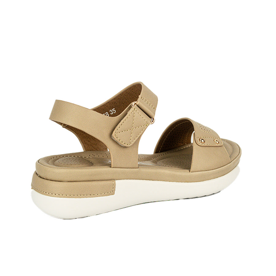Mario D' Boro Women's Flat Sandals LX 26368 Beige/Black C49