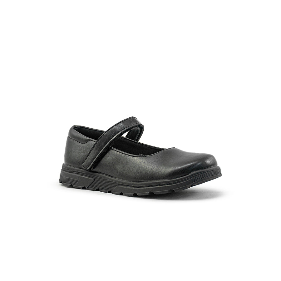 Mario D' boro Kids Girls KZ 24098 C91 Black Mary Jane shoe with strap and textured sole. Suitable for school or casual wear.