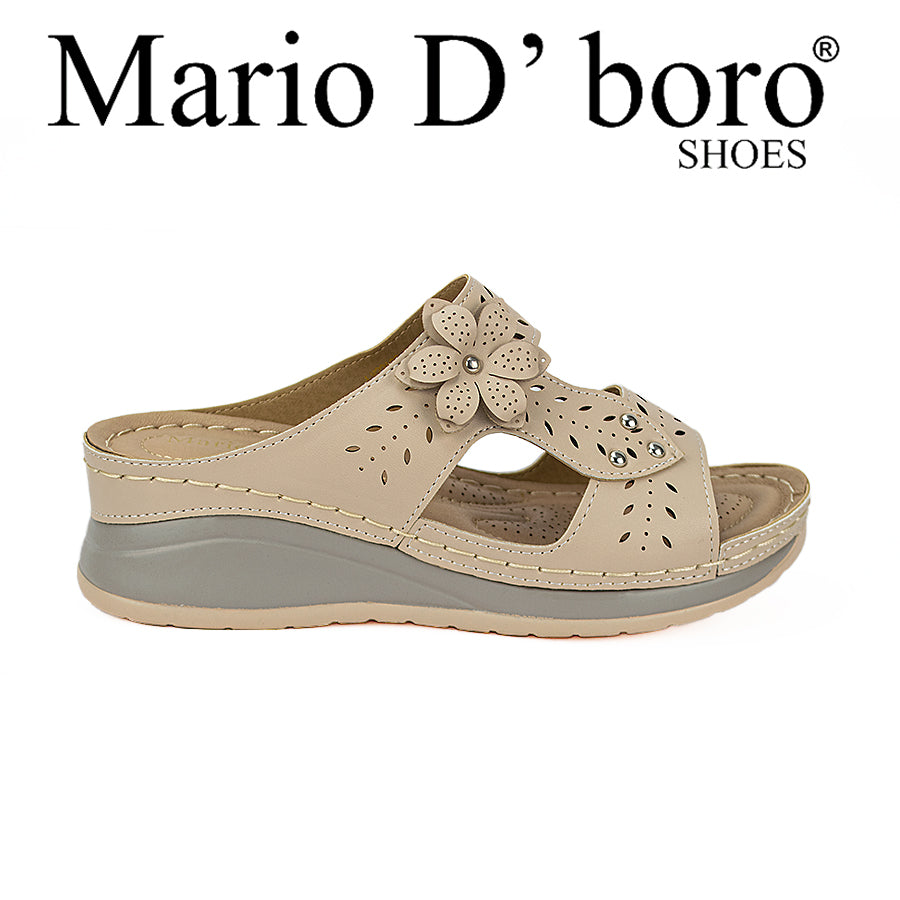Mario D' Boro Women's Wedge Sandals LW 22483 Beige/Dark Gray