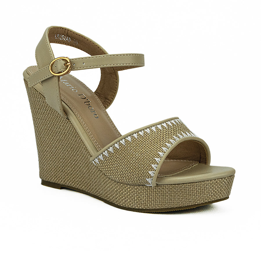 Mario D' Boro Women's Wedge Sandals LW 25246 Black/Bone C40