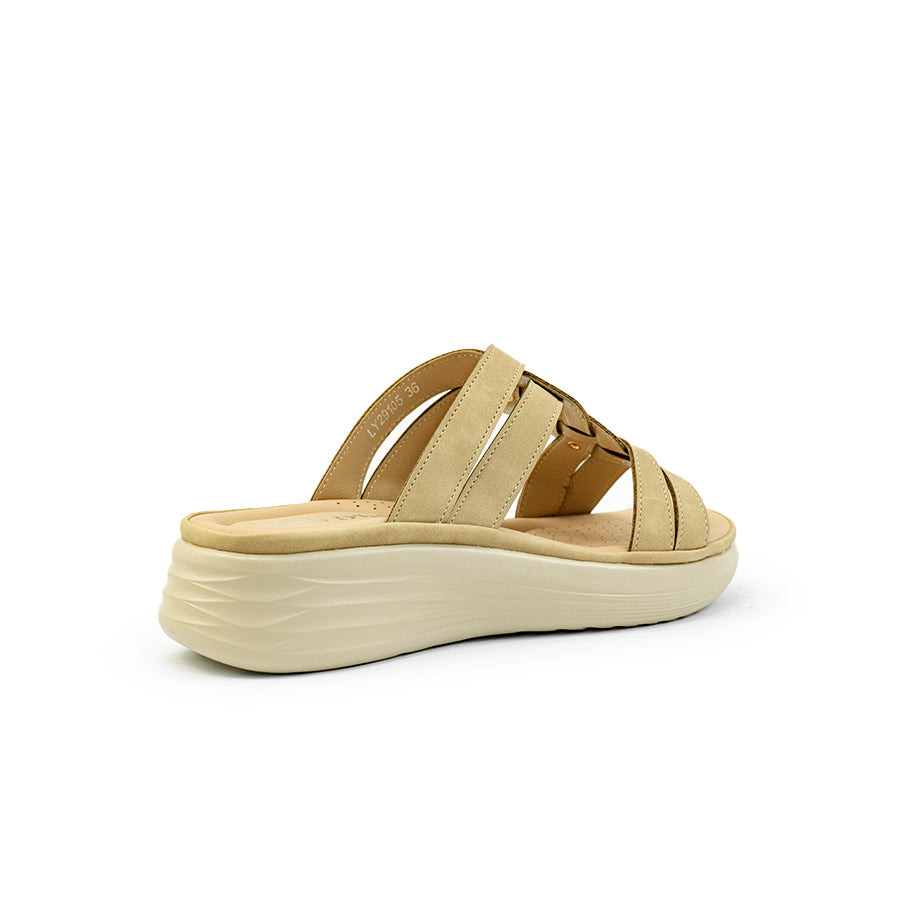 Mario D' boro Women's Wedge Sandals LY 29105 - Beige / VDark Brown C86