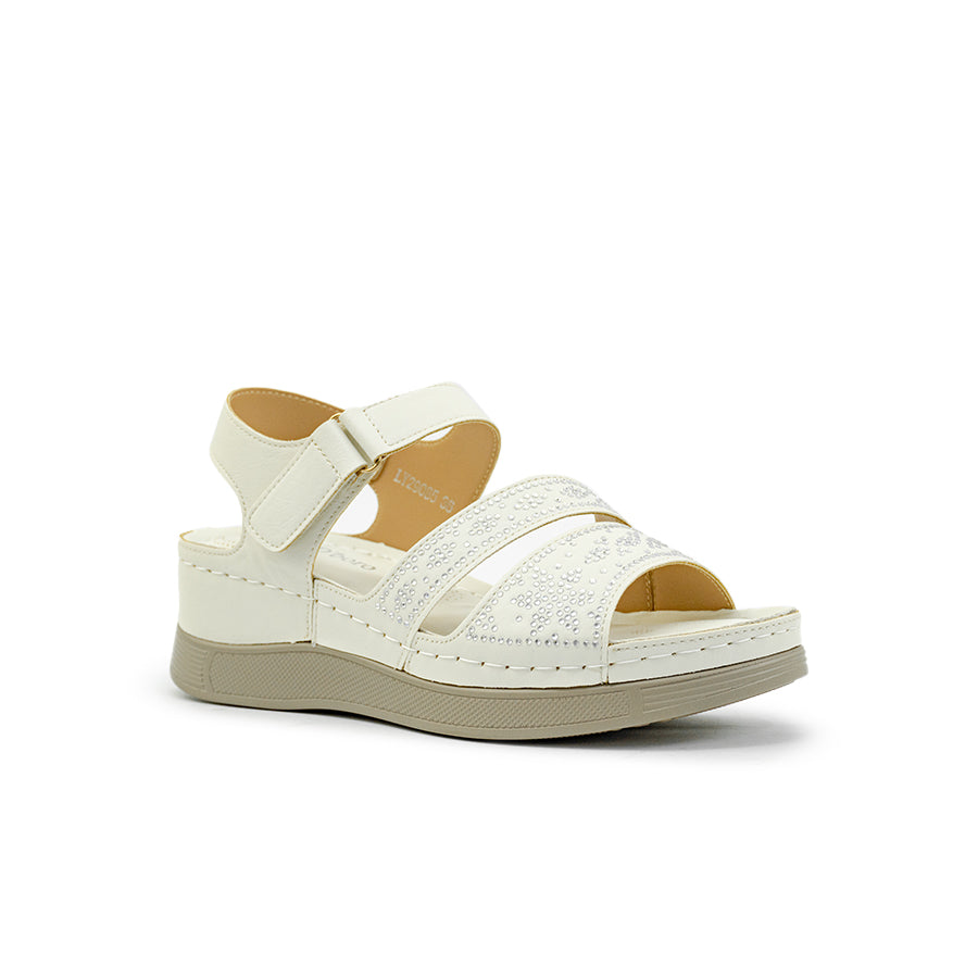 Mario D' boro Women's Wedge Sandals LY 29085 - Black / Off White C89