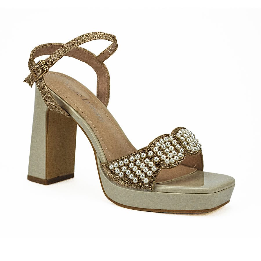 Mario D' Boro Women's Evening Sandals LW 25384 Bone C40