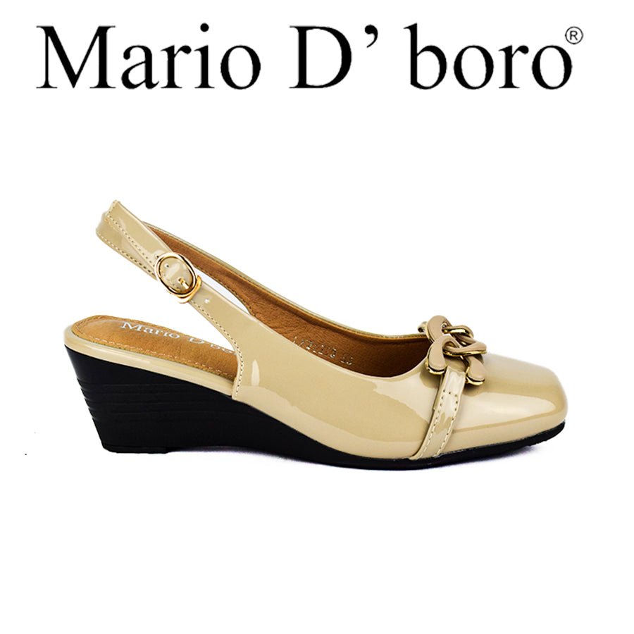 Mario D' Boro Women's Wedge Sandals LX 26290 Beige/Black C49
