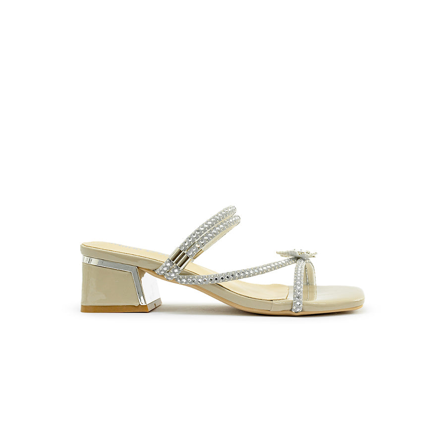 Mario D' boro LZ 30408 Beige Gold / Taupe Silver Strappy Heeled Sandal with Block Heel and Beaded Straps