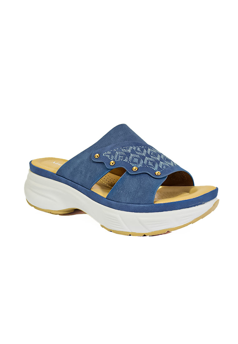 Mario D' Boro Women's Flat Sandals LX 26973 Blue/Brown C52