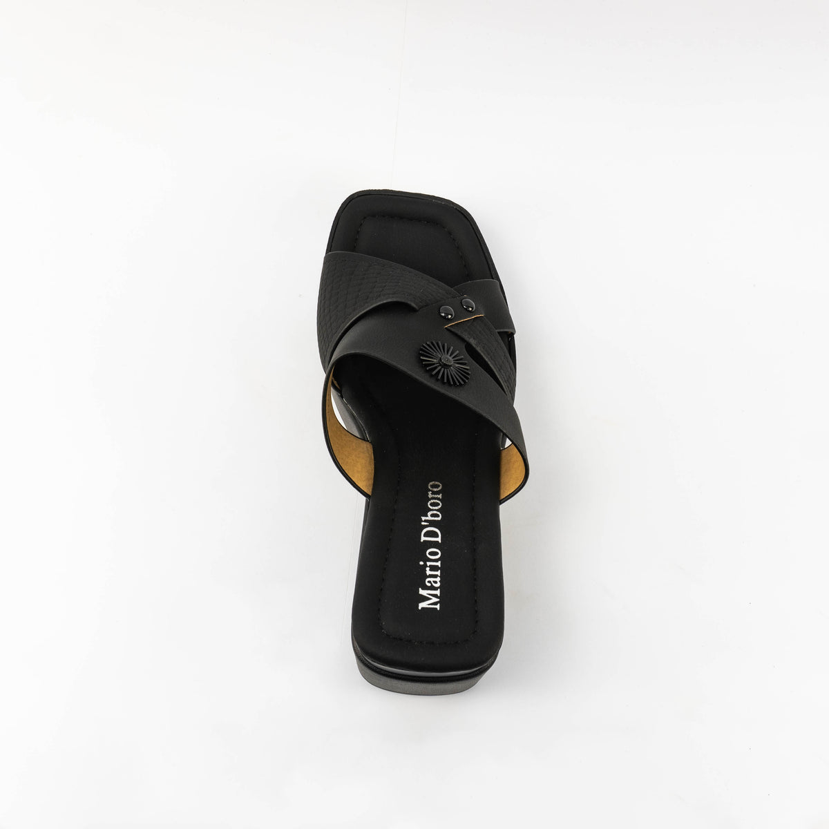 Mario D' boro Women's LZ 27834 C99 Beige / Black wedge sandals with platform sole and decorative sun emblem.