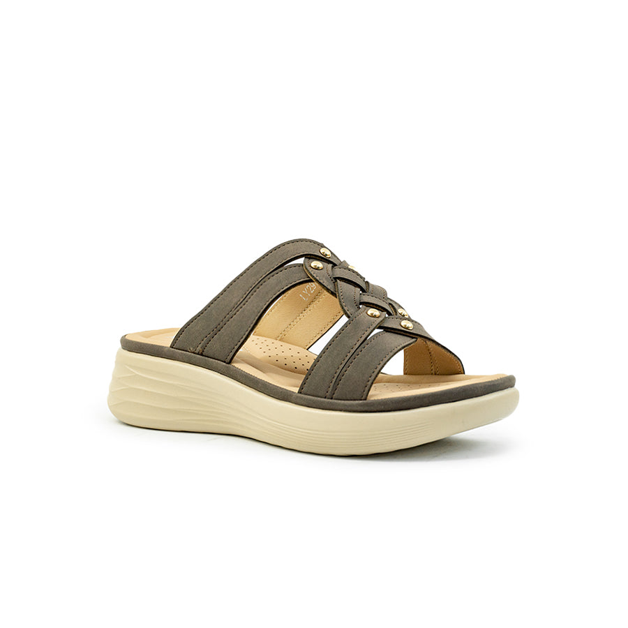 Mario D' boro Women's Wedge Sandals LY 29105 - Beige / VDark Brown C86