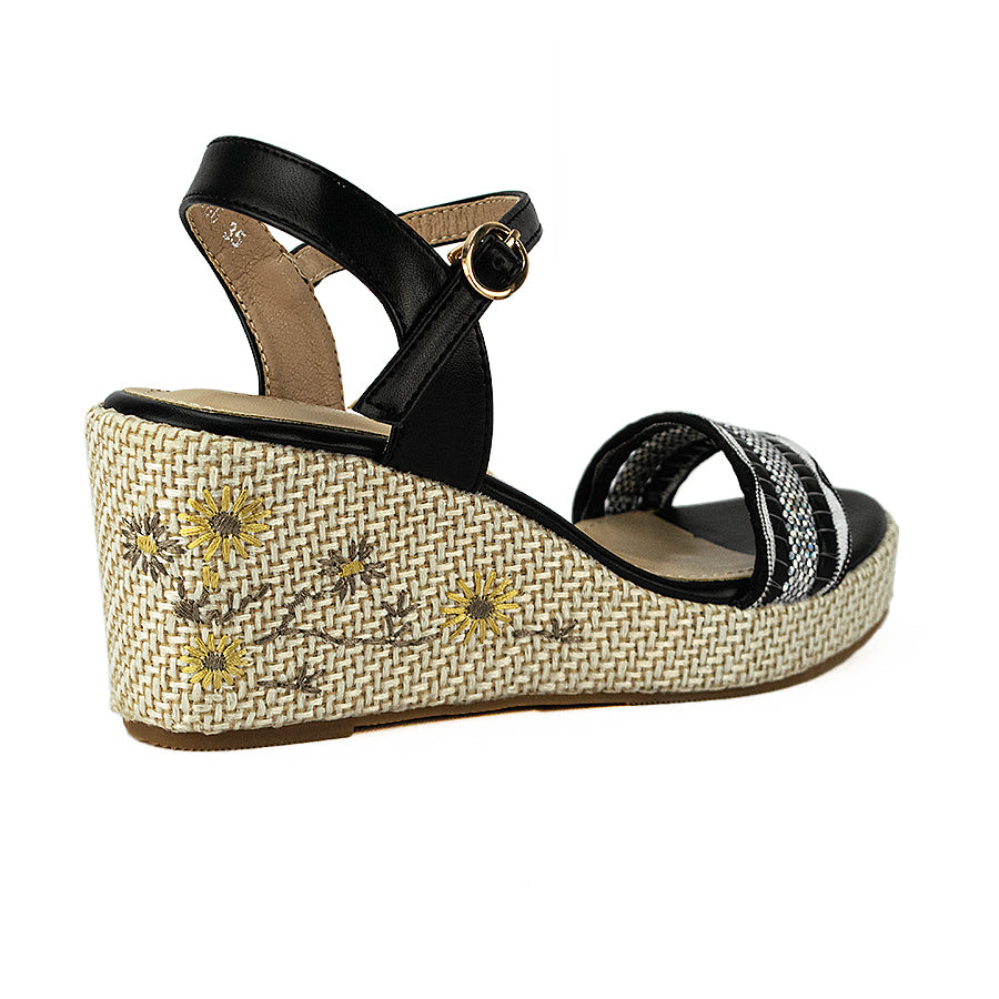 Mario D' Boro Women's Wedge Sandals Lw 26366 Black/old Rose C46