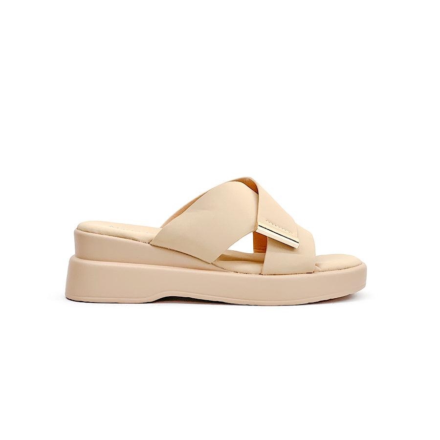 Women's Wedge Sandals LY 28879 Beige/Black C76