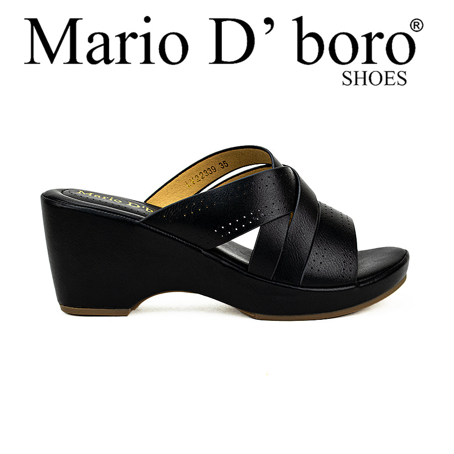Mario D' Boro Women's Wedge Sandals Lv 22339 Black/Off-White
