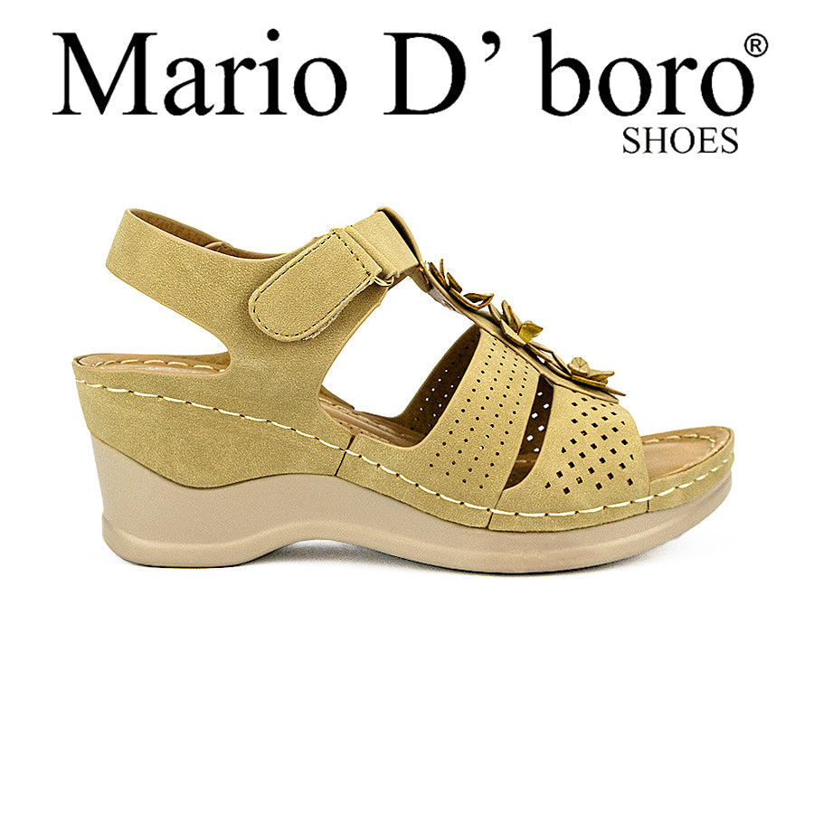 Mario D' Boro Women's Wedge Sandals Lw 25588 Beige/Black