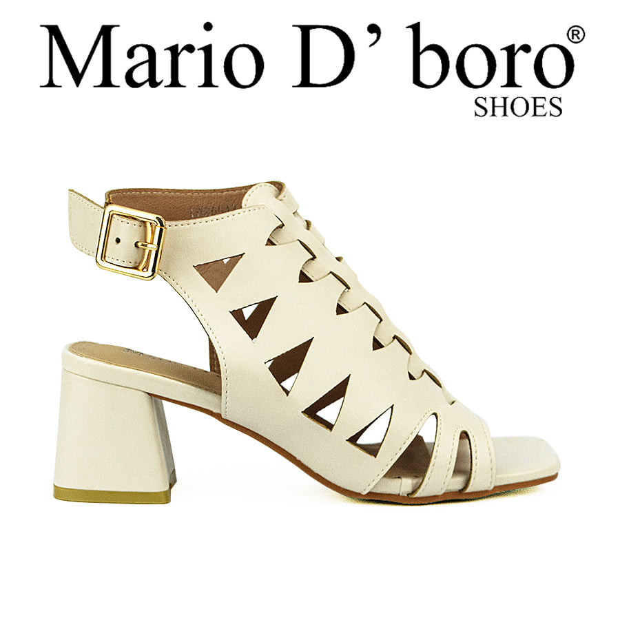 Mario D' Boro Women's Heeled Sandals LW 26043 Bone/Dark Brown C44