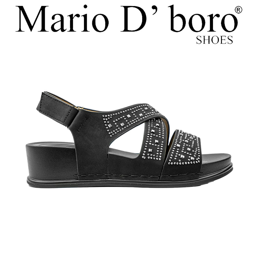 Mario D' Boro Women's Flat Sandals LY 28315 Black/Taupe C70
