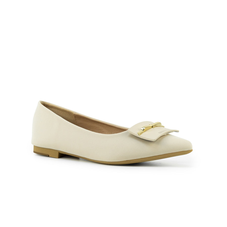 Mario D' boro LZ 29690 C102 Women's Light Beige / Taupe ballet flat shoe with bow detail and low heel.