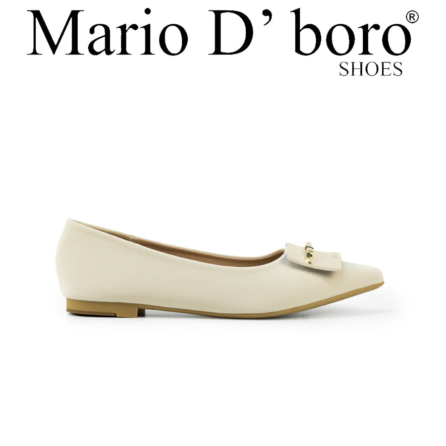 Mario D' boro LZ 29690 C102 Women's Light Beige / Taupe ballet flat shoe with bow detail and low heel.