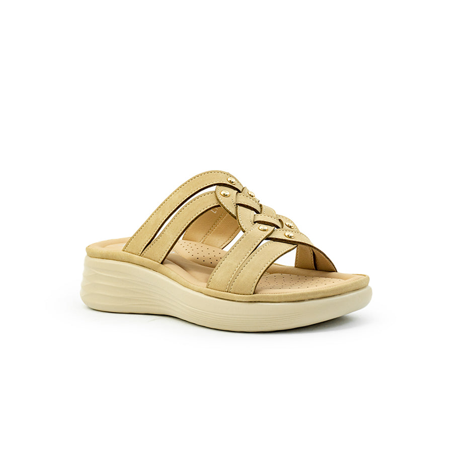 Mario D' boro Women's Wedge Sandals LY 29105 - Beige / VDark Brown C86