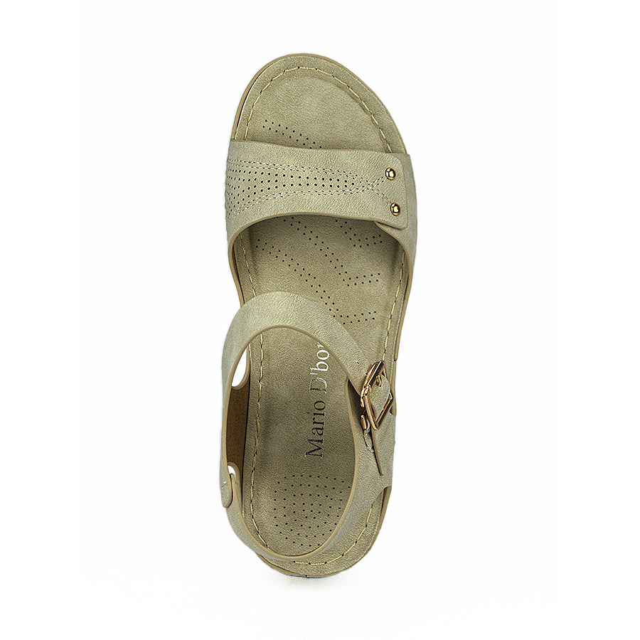 Mario D' Boro Women Flat Sandals Lw 26219 Beige/Brown/Dark Brown C46 C61