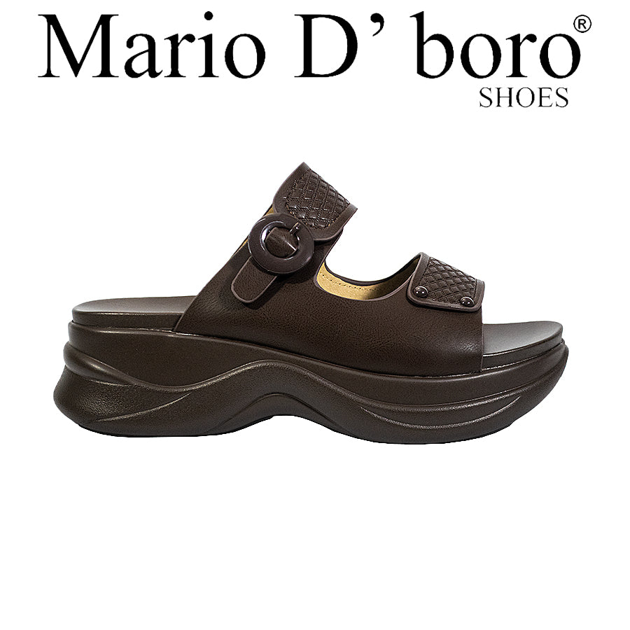 Mario D' Boro Women's Flat Sandals LY 27144 Bone/VDark Brown C65