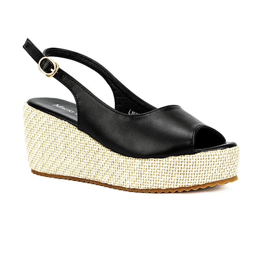 Mario D' Boro Women's Wedge Sandals LW 26011 Beige/Black C44 C65