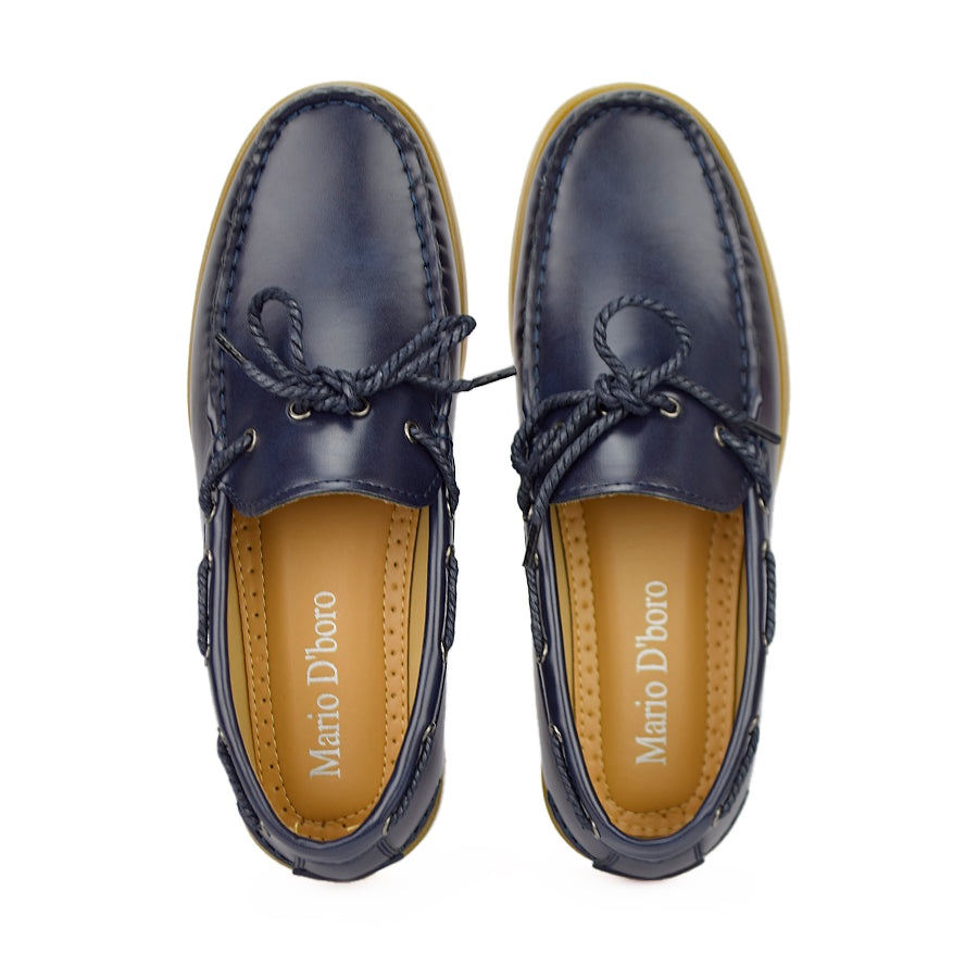 Mario D' Boro Men's Casual Boat Shoes Mw 22339 Dark Brown/Navy Blue