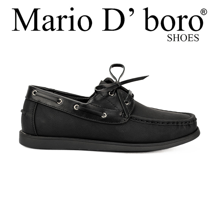 Mario D' Boro Men's Casual Boat Shoes Mw 22771 Black/Dark Beige