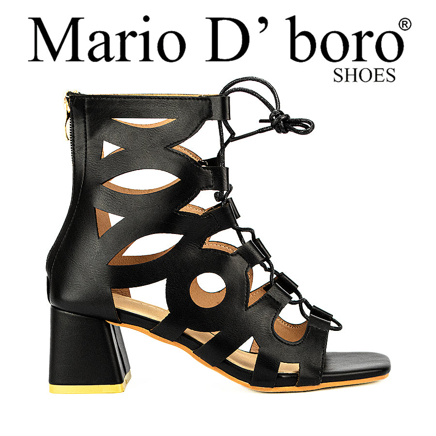 Mario D' Boro Women's Heeled Sandals LW 26092 Beige/Black C44