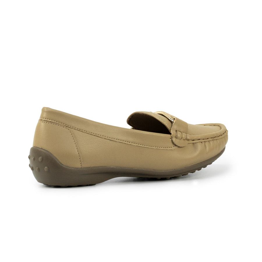 Mario D' boro LZ 30475 C102 Women's Black / Taupe loafer with rubber sole and gold accent.