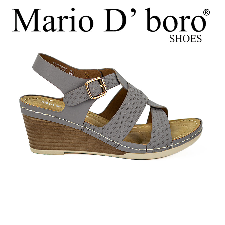 Mario D' Boro Women's Wedge Sandals LW 22396 Beige/Dark Gray