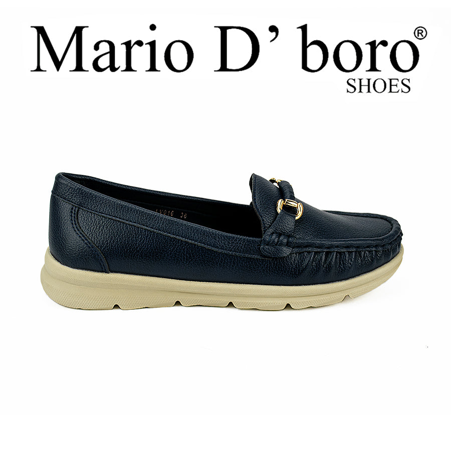 Mario D' Boro Women's Flat Lv 016 Navy Blue/Tan