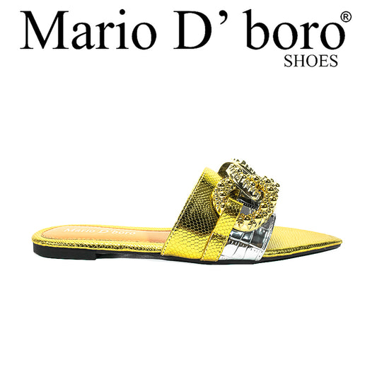 Mario D' Boro Women's Flat Sandals LX 27335 Gold C54