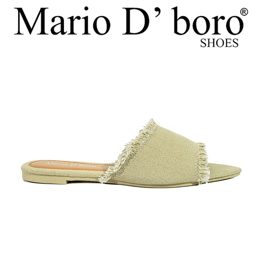 Mario D' Boro Women's Flat Sandals LX 27342 Beige/Black C54