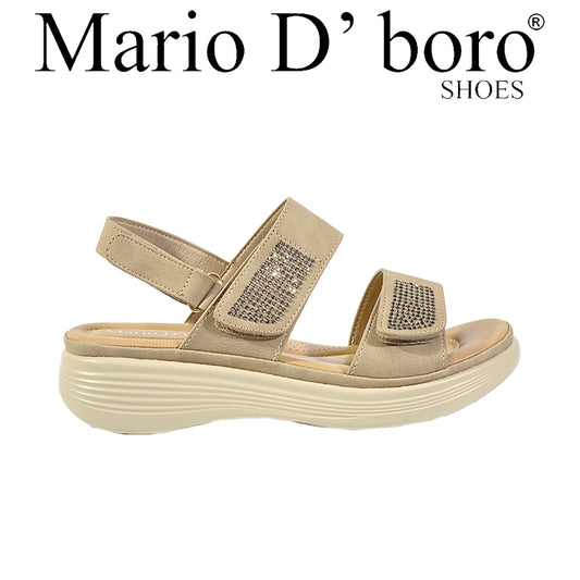Mario D' Boro Women's Flat Sandals LY 28200 Dark Brown/Taupe C67