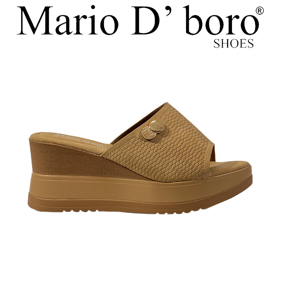 Mario D' Boro Women's Wedge Sandals LY 28234 Beige/Dark Brown C67