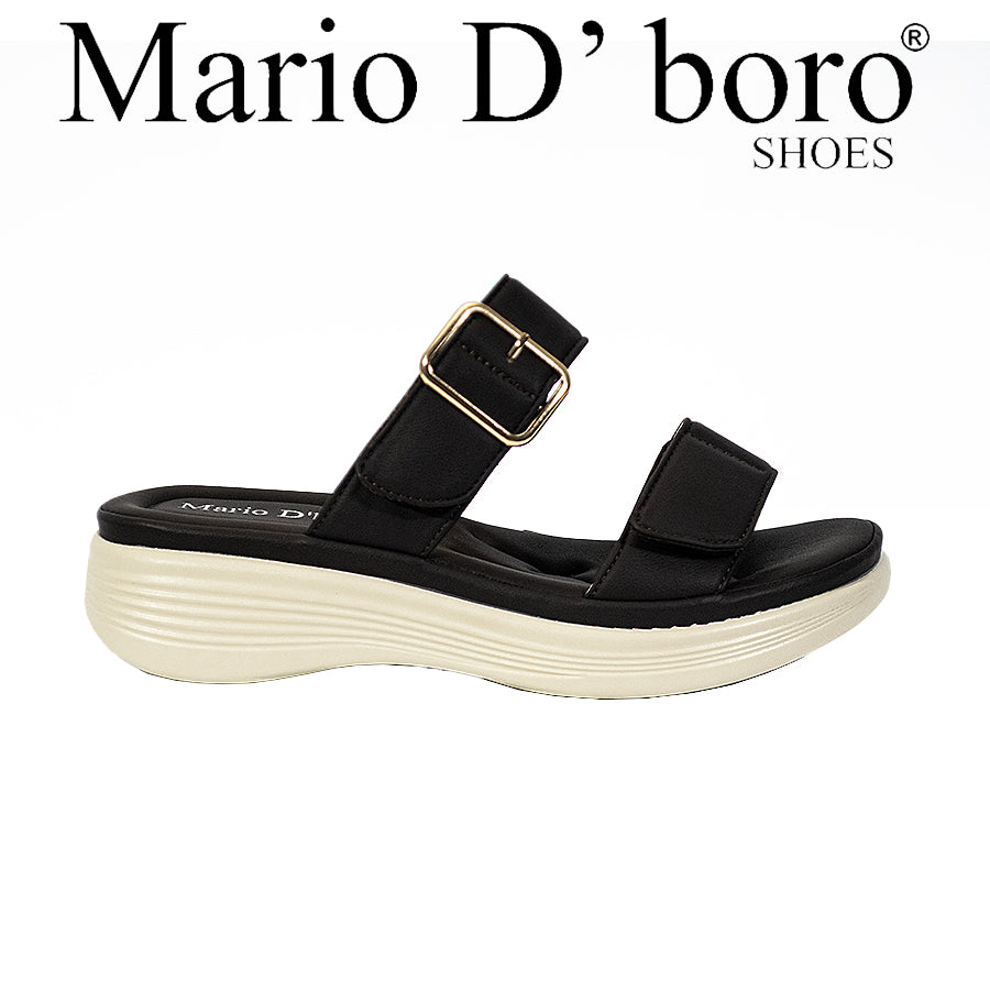 Mario D' Boro Women's Flat Sandals LY 28019 Bone/VDark Brown C65