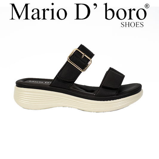 Mario D' Boro Women's Flat Sandals LY 28019 Bone/VDark Brown C65