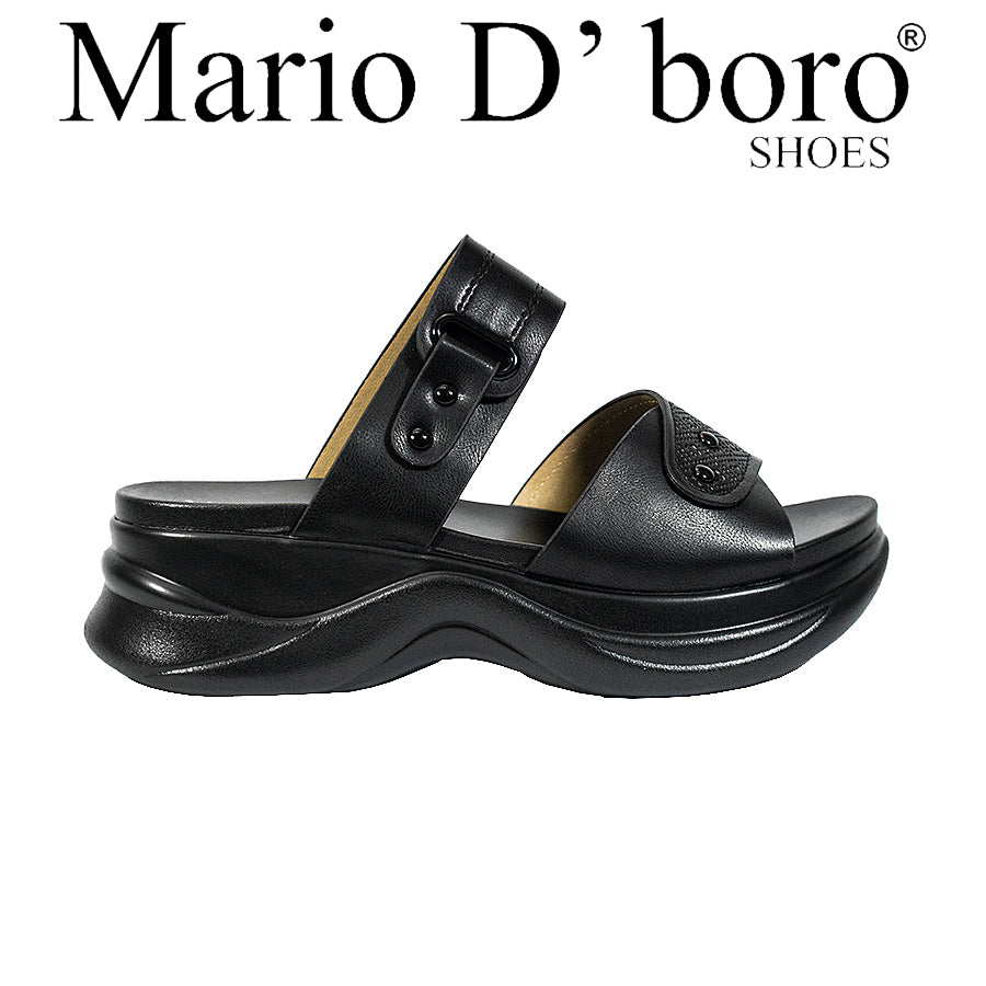 Mario D' Boro Women's Flat Sandals LY 27142 Beige/Black C65