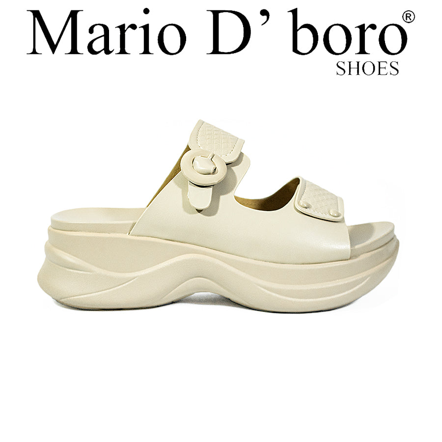 Mario D' Boro Women's Flat Sandals LY 27144 Bone/VDark Brown C65