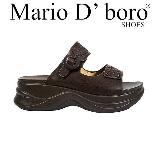 Mario D' Boro Women's Flat Sandals LY 27144 Bone/VDark Brown C65