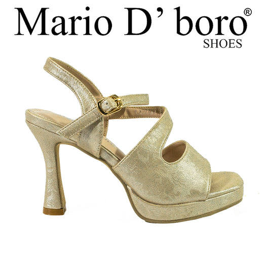 Mario D' Boro Women's Heeled Sandals LX 27730 Beige/Silver C61