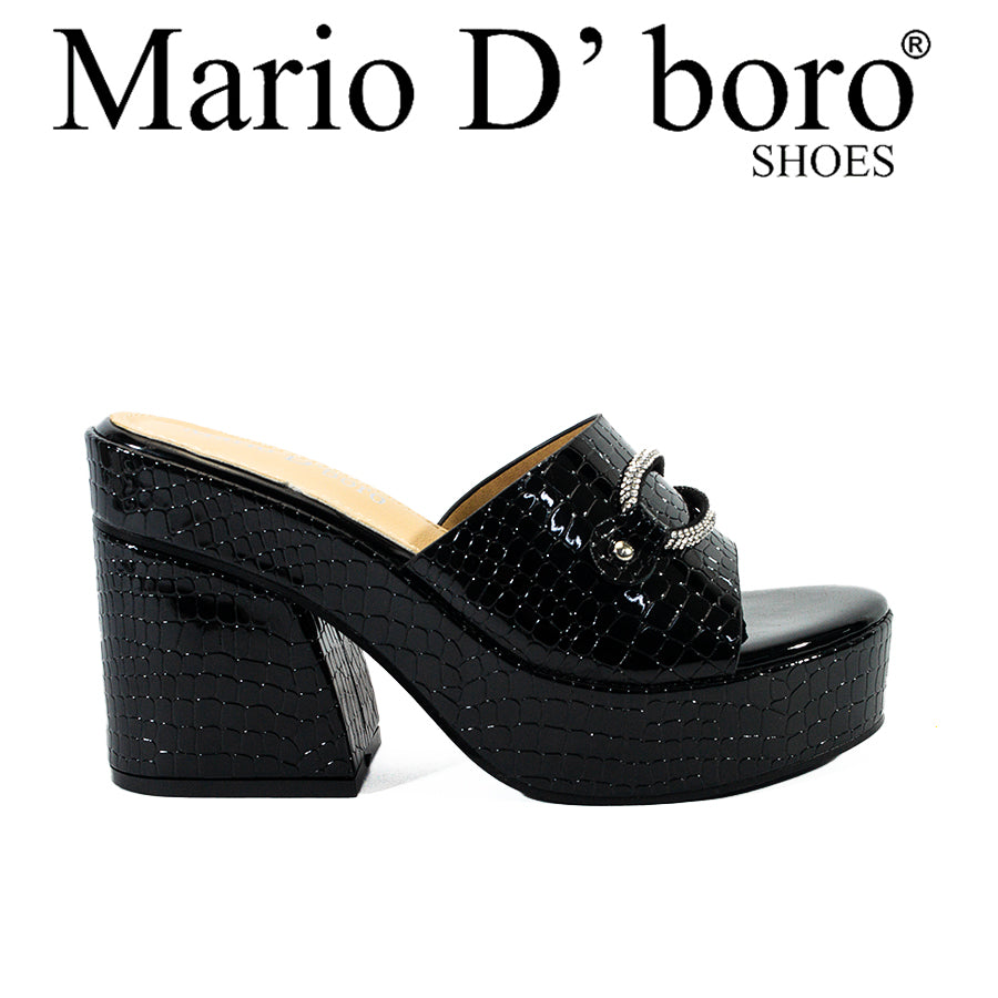 Mario D' Boro Women's Heeled Sandals LX 27405 Black/White C61