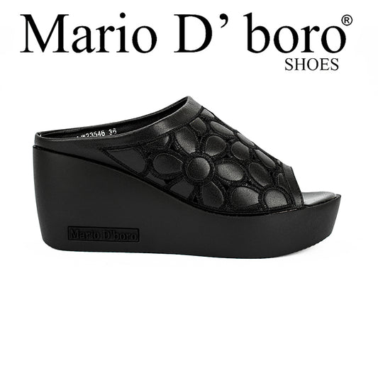 Mario D' Boro Women's Wedge Sandals Lw 23546 Black/White/Dark Brown C40