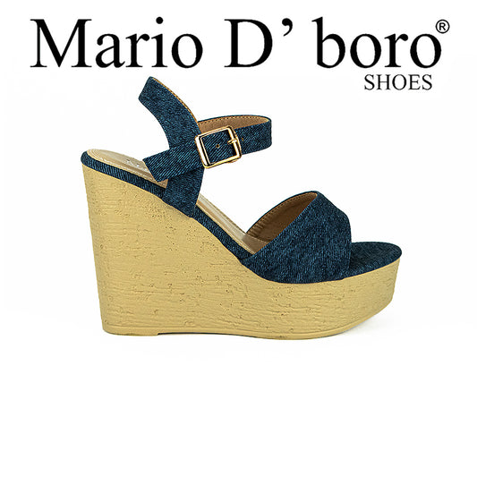 Mario D' Boro Women's Wedge Sandals Lw 25031 Black/Blue C31